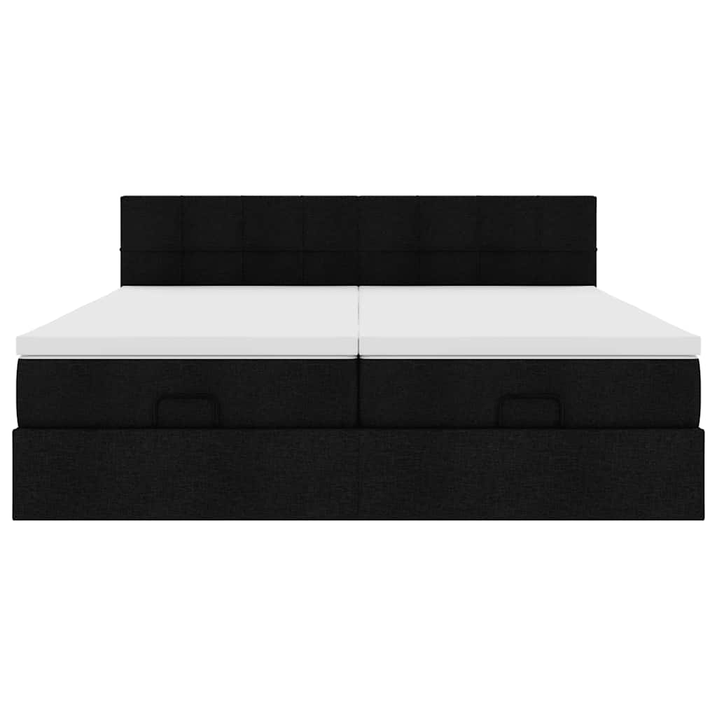 Cadre de lit ottoman avec matelas noir 160x200 cm tissu