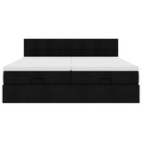 Cadre de lit ottoman avec matelas noir 160x200 cm tissu