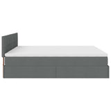 Cadre de lit ottoman avec matelas gris foncé 200x200cm tissu