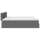 Cadre de lit ottoman avec matelas gris foncé 160x200cm tissu