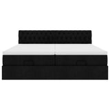 Cadre de lit ottoman avec matelas noir 160x200 cm tissu