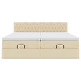 Cadre de lit ottoman avec matelas crème 160x200 cm tissu