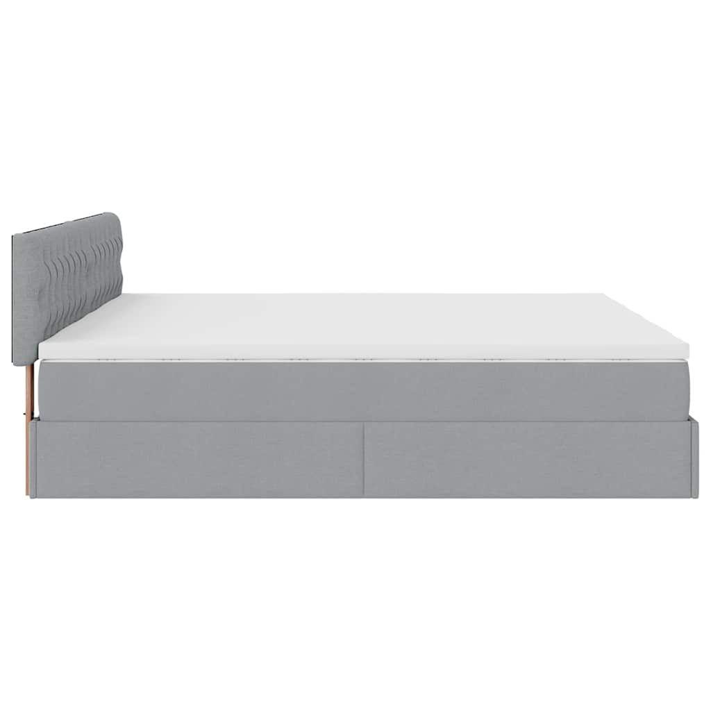 Cadre de lit ottoman et matelas gris clair 180x200cm tissu