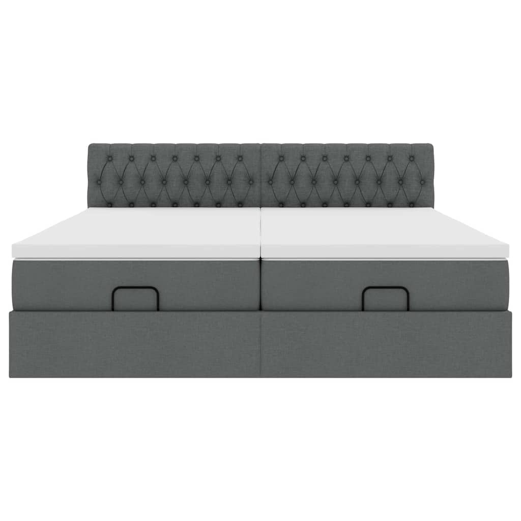 Cadre de lit ottoman avec matelas gris foncé 180x200cm tissu