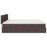 Cadre de lit ottoman avec matelas marron foncé 180x200 cm tissu