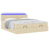 Cadre de lit ottoman avec matelas crème 180x200 cm tissu