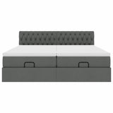 Cadre de lit ottoman avec matelas gris foncé 200x200cm tissu