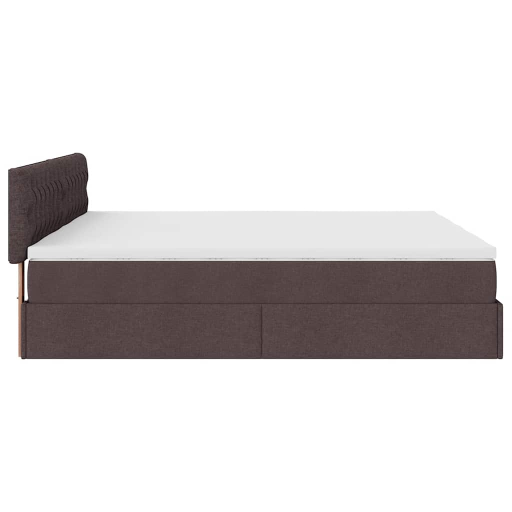 Cadre de lit ottoman avec matelas marron foncé 200x200 cm tissu