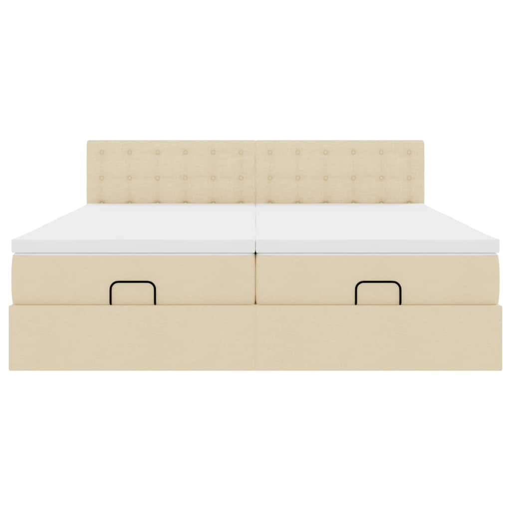 Cadre de lit ottoman avec matelas crème 160x200 cm tissu