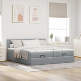 Cadre de lit ottoman et matelas gris clair 200x200cm tissu