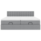 Cadre de lit ottoman et matelas gris clair 200x200cm tissu