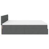 Cadre de lit ottoman avec matelas gris foncé 200x200cm tissu