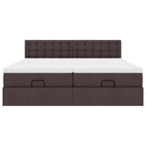 Cadre de lit ottoman avec matelas marron foncé 200x200 cm tissu