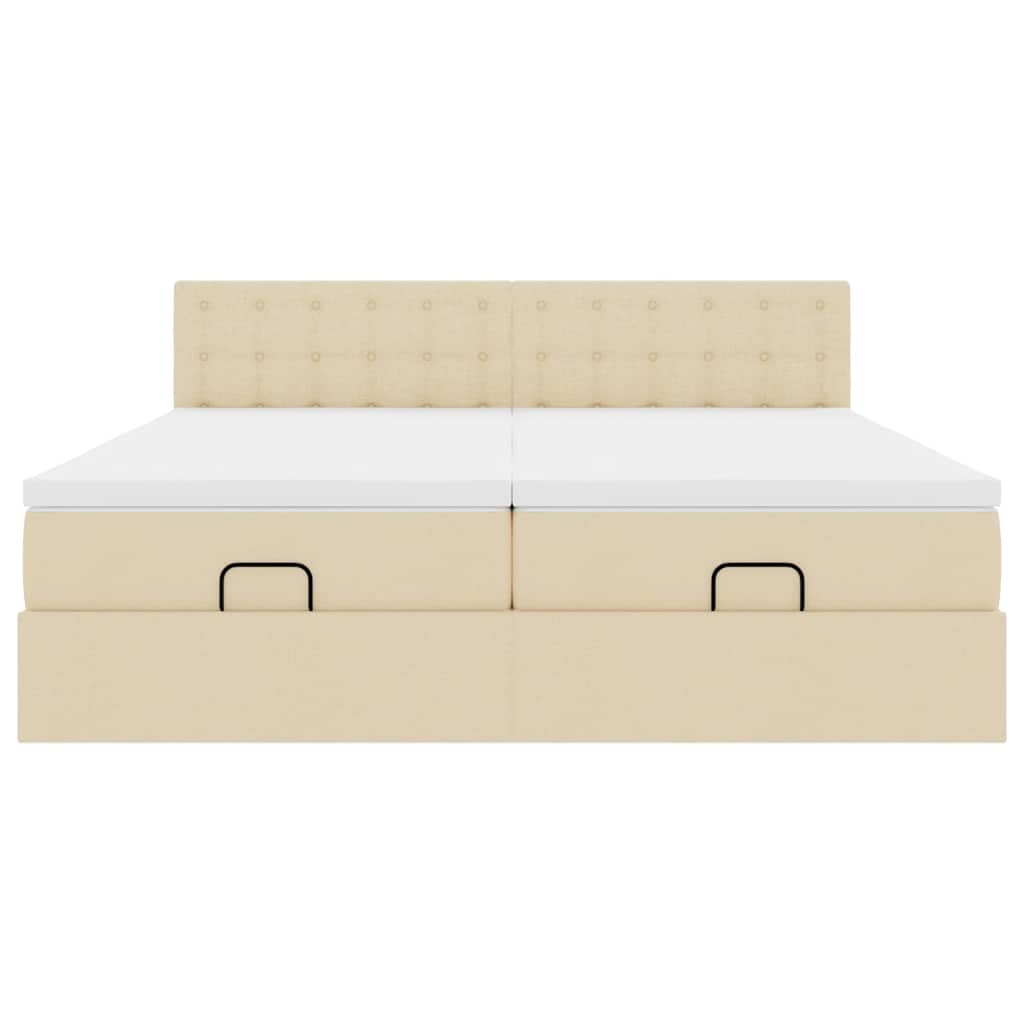 Cadre de lit ottoman avec matelas crème 200x200cm tissu