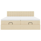 Cadre de lit ottoman avec matelas crème 200x200cm tissu