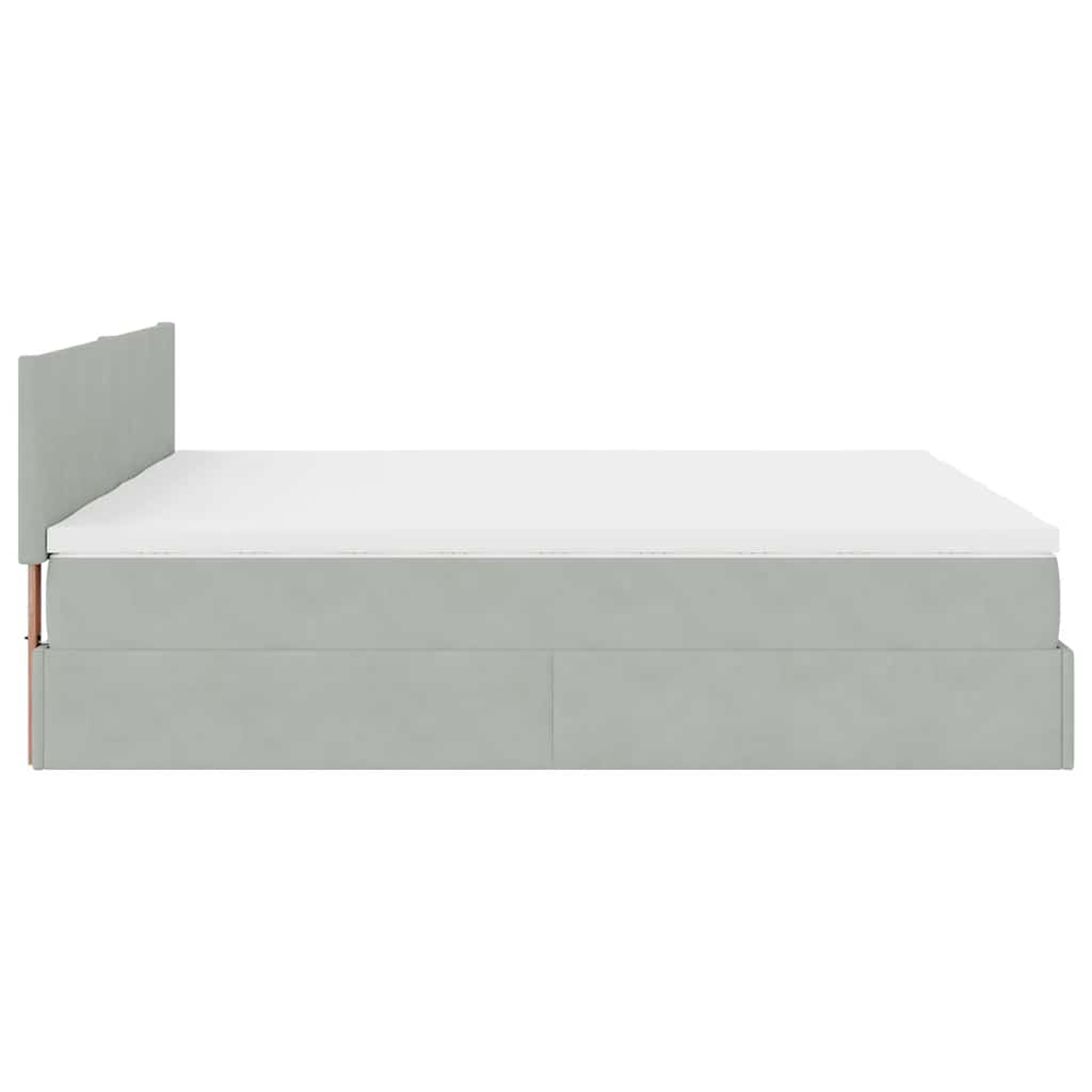 Cadre de lit ottoman et matelas gris clair 160x200cm velours