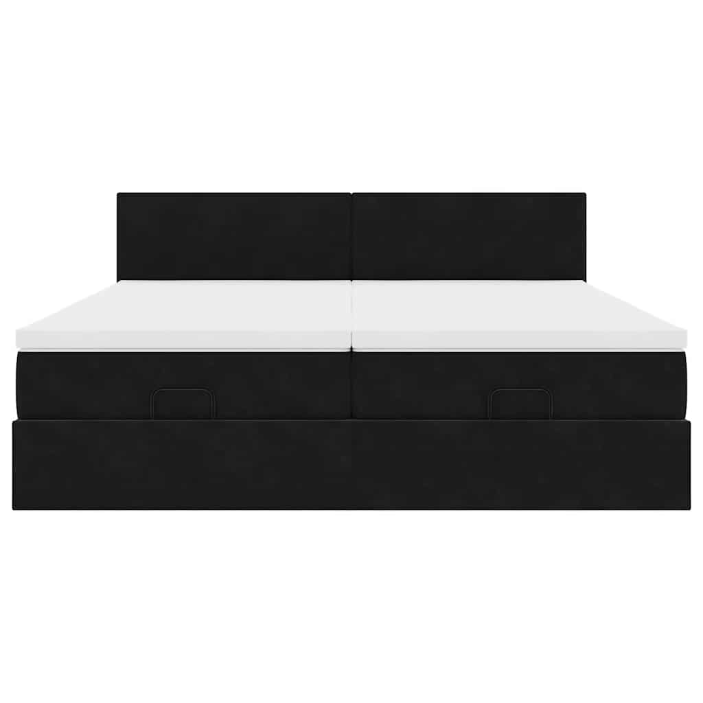 Cadre de lit ottoman avec matelas noir 160x200 cm velours