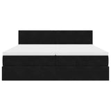 Cadre de lit ottoman avec matelas noir 160x200 cm velours