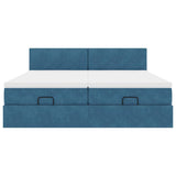 Cadre de lit ottoman avec matelas bleu foncé 160x200 cm velours