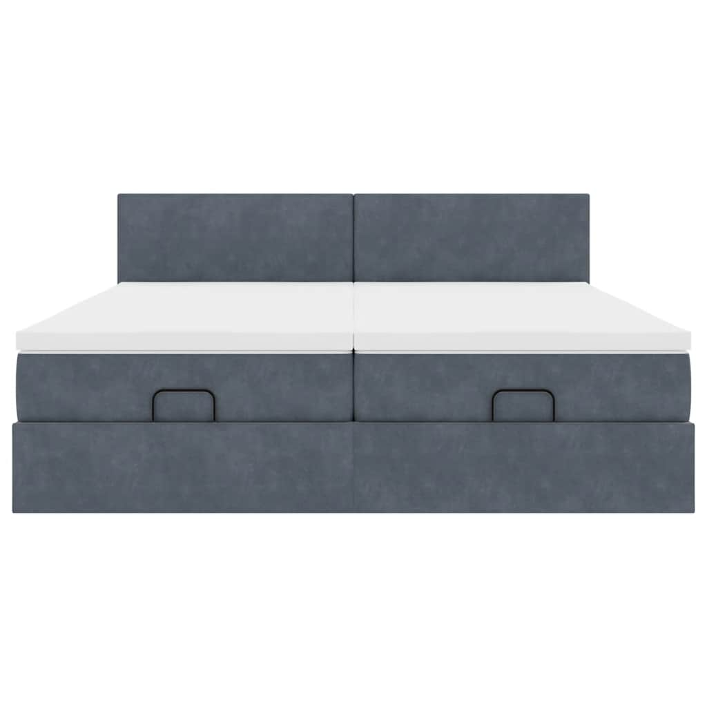 Cadre de lit ottoman avec matelas gris foncé 180x200cm velours