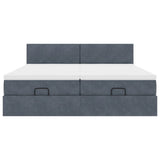 Cadre de lit ottoman avec matelas gris foncé 180x200cm velours