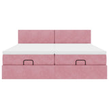 Cadre de lit ottoman avec matelas rose 180x200 cm velours