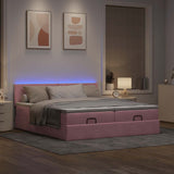 Cadre de lit ottoman avec matelas rose 180x200 cm velours