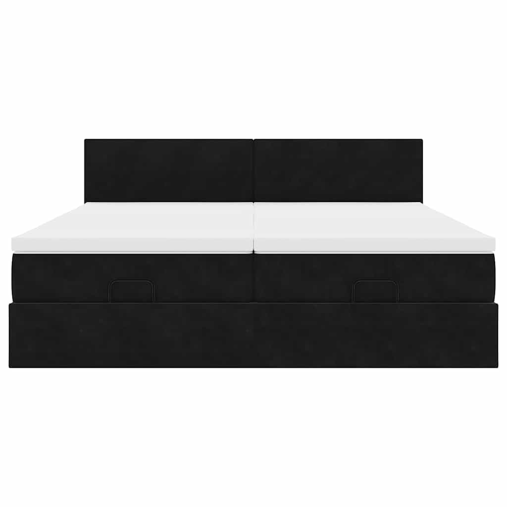 Cadre de lit ottoman avec matelas noir 200x200cm velours