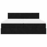 Cadre de lit ottoman avec matelas noir 200x200cm velours