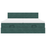 Cadre de lit ottoman avec matelas vert foncé 200x200 cm velours