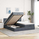 Ottoman bed frame with dark gray mattress 160x200cm velvet