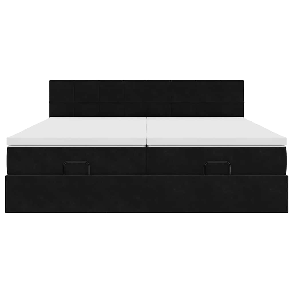 Cadre de lit ottoman avec matelas noir 160x200 cm velours