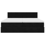 Cadre de lit ottoman avec matelas noir 160x200 cm velours