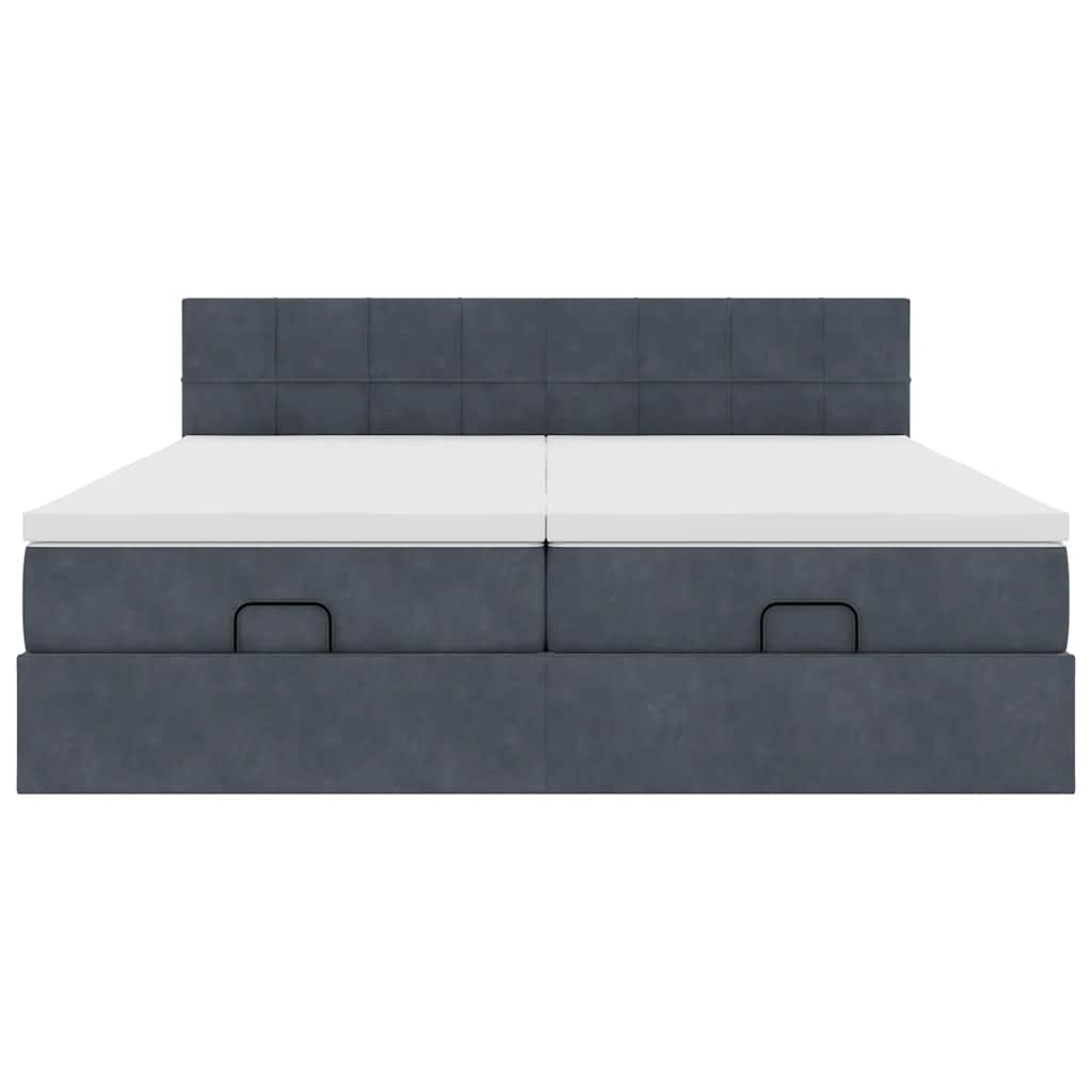 Cadre de lit ottoman avec matelas gris foncé 180x200cm velours