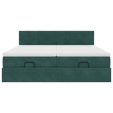 Cadre de lit ottoman avec matelas vert foncé 180x200cm velours