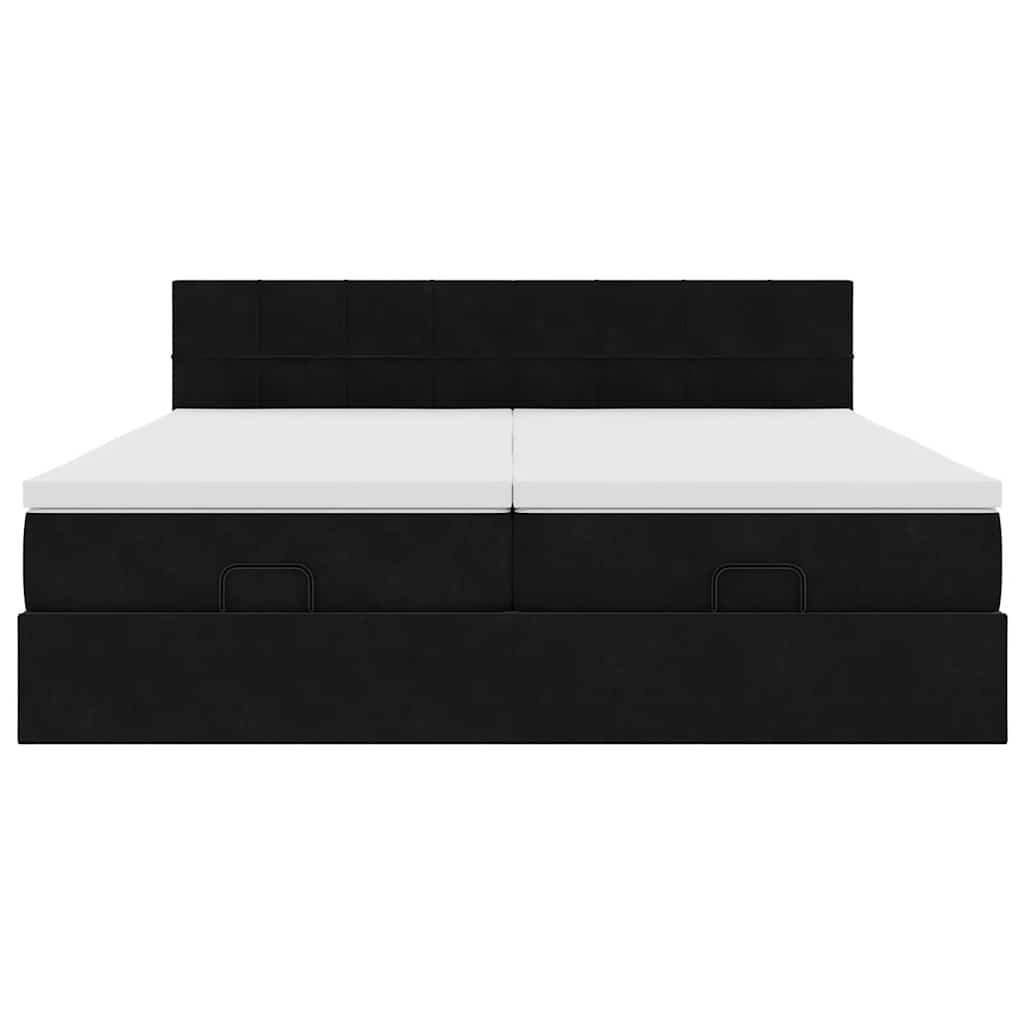 Cadre de lit ottoman avec matelas noir 200x200cm velours