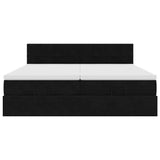 Cadre de lit ottoman avec matelas noir 200x200cm velours