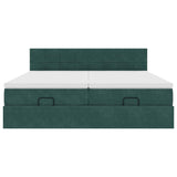 Cadre de lit ottoman avec matelas vert foncé 200x200 cm velours