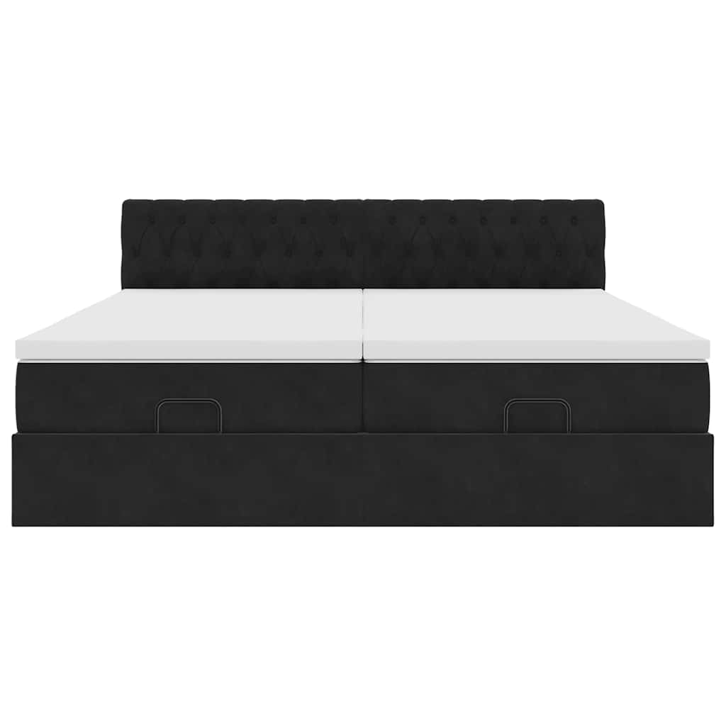 Cadre de lit ottoman avec matelas noir 160x200 cm velours