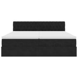 Cadre de lit ottoman avec matelas noir 160x200 cm velours