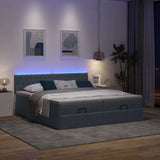 Ottoman bed frame with dark gray mattress 180x200cm velvet