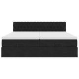 Cadre de lit ottoman avec matelas noir 180x200cm velours