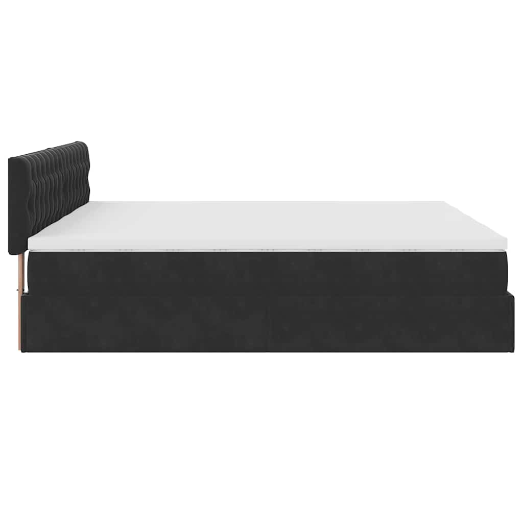 Cadre de lit ottoman avec matelas noir 180x200cm velours