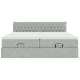 Cadre de lit ottoman avec matelas gris clair 200x200 cm velours