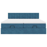 Cadre de lit ottoman avec matelas bleu foncé 160x200 cm velours