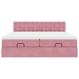 Cadre de lit ottoman avec matelas rose 160x200 cm velours