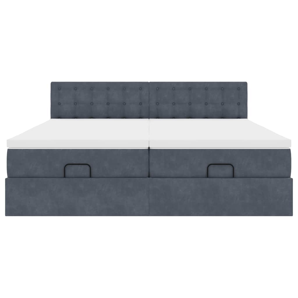 Cadre de lit ottoman avec matelas gris foncé 180x200cm velours