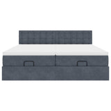 Cadre de lit ottoman avec matelas gris foncé 180x200cm velours