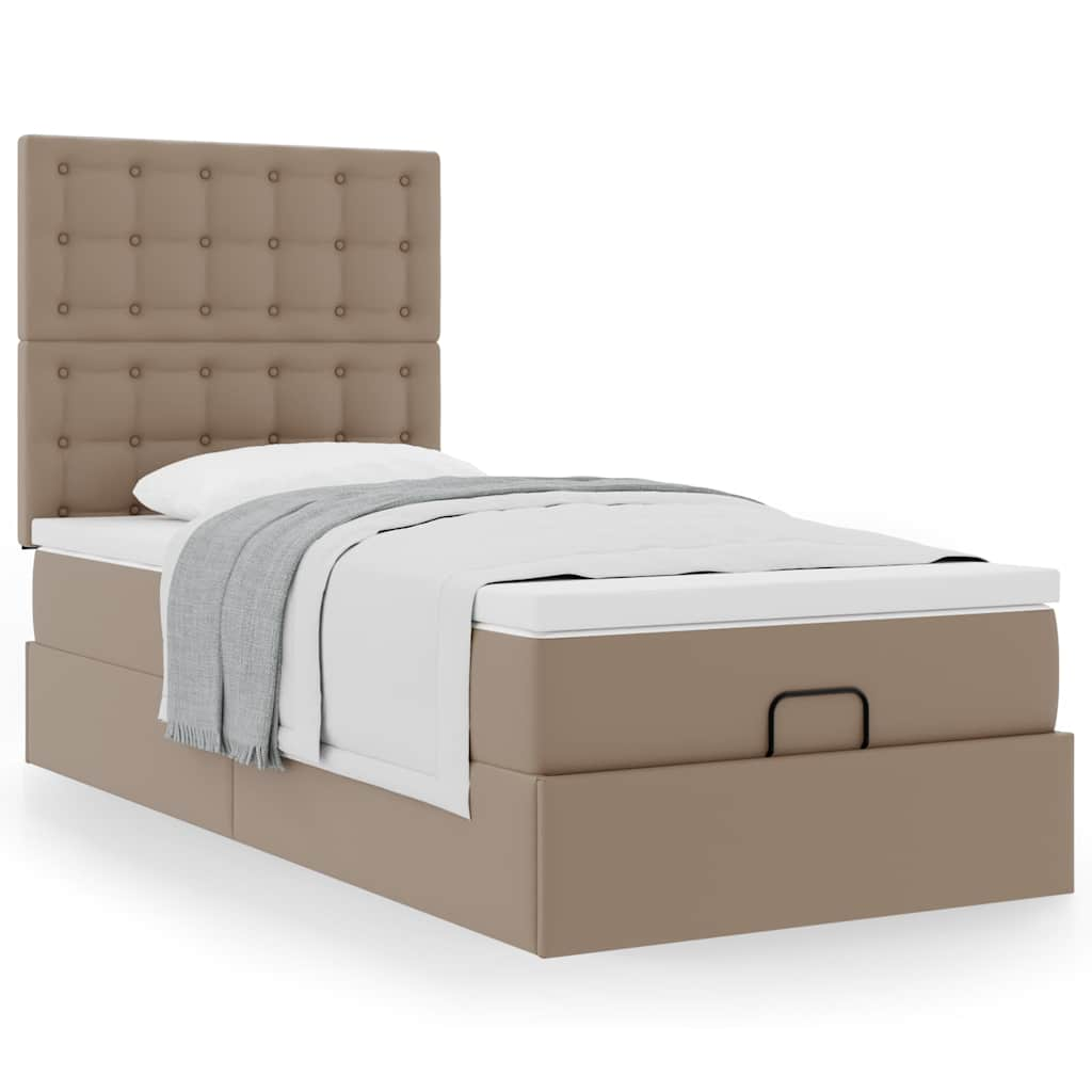 Lit ottoman et matelas cappuccino 80x200 cm similicuir