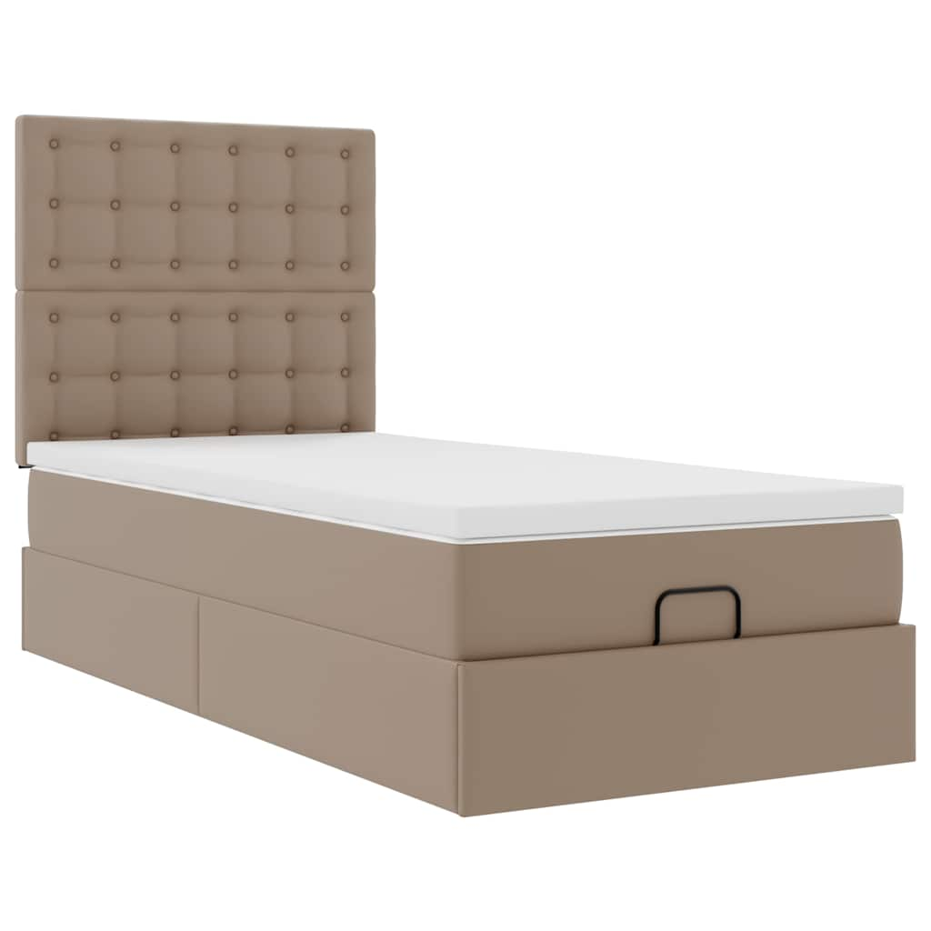 Lit ottoman et matelas cappuccino 80x200 cm similicuir